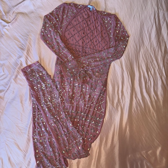 Pink bedazzled jumpsuit - Picture 1 of 2